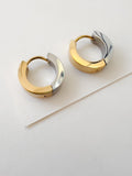 Two Tone Huggie Hoop Earrings