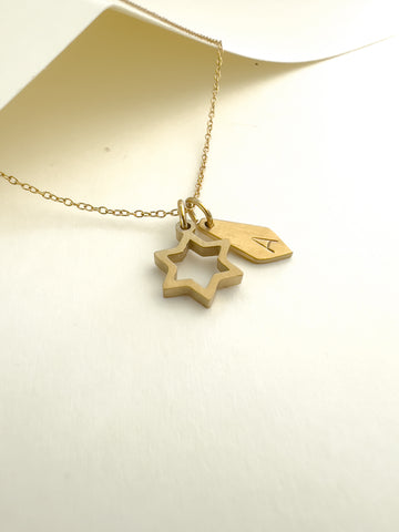 Dainty Star of David Initial Necklace