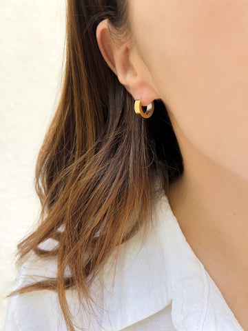 Two Tone Huggie Hoop Earrings