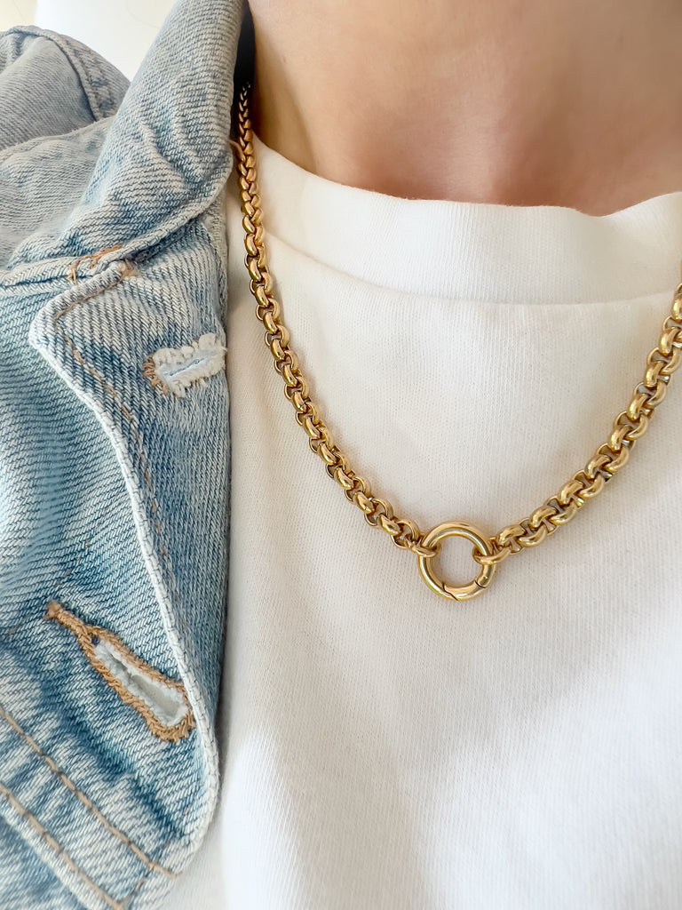 Circle Rolo Charm Holder Necklace