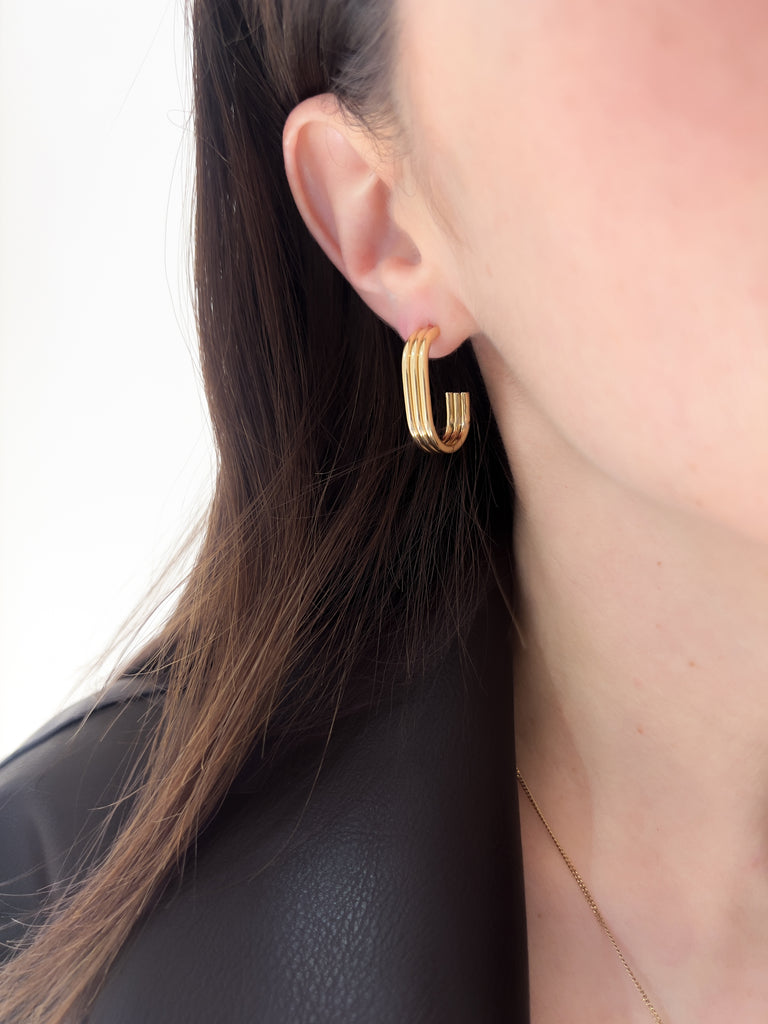 Geometric Rectangle Hoop Earrings