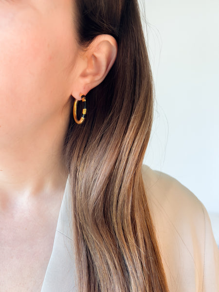 Black and Gold Hoop Earrings