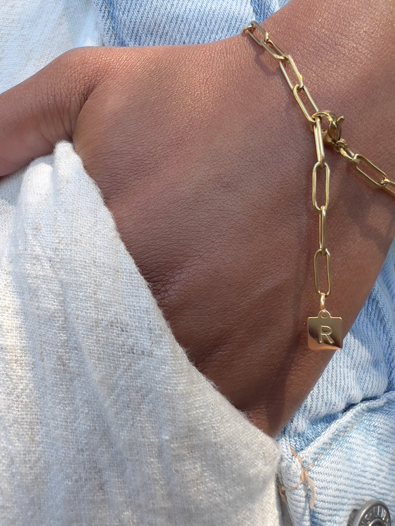 Paperclip Initial Bracelet