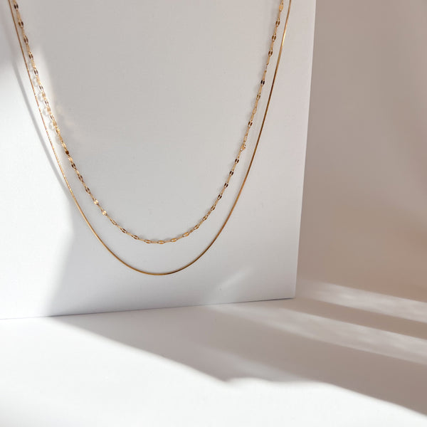 Mirror and Snake Chain Necklace Set