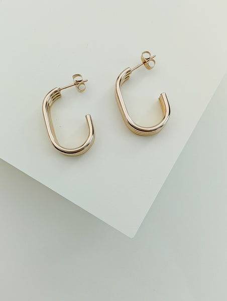 Geometric Rectangle Hoop Earrings