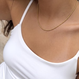 Gold Ball Chain Initial Necklace