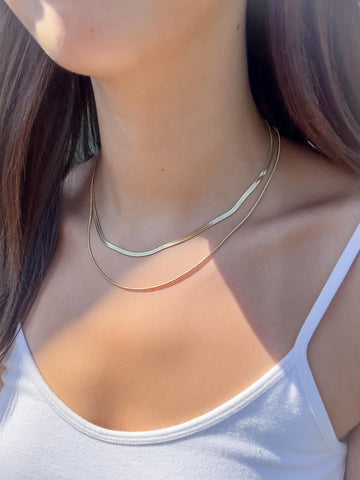 Herringbone and Snake Chain Necklace Set