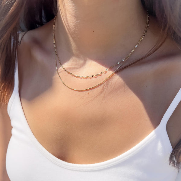Mirror and Snake Chain Necklace Set