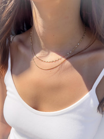 Mirror and Snake Chain Necklace Set