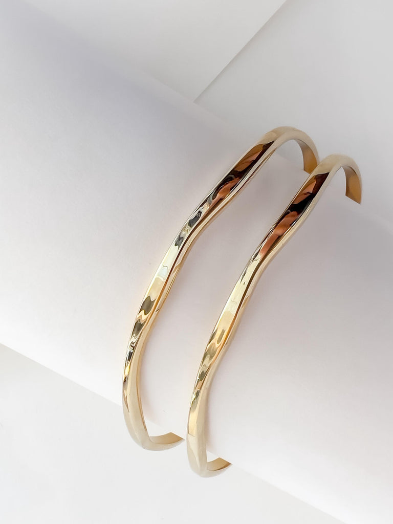 Wavy Gold Open Bangle