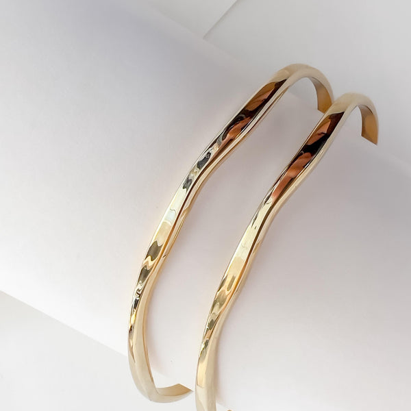 Wavy Gold Open Bangle