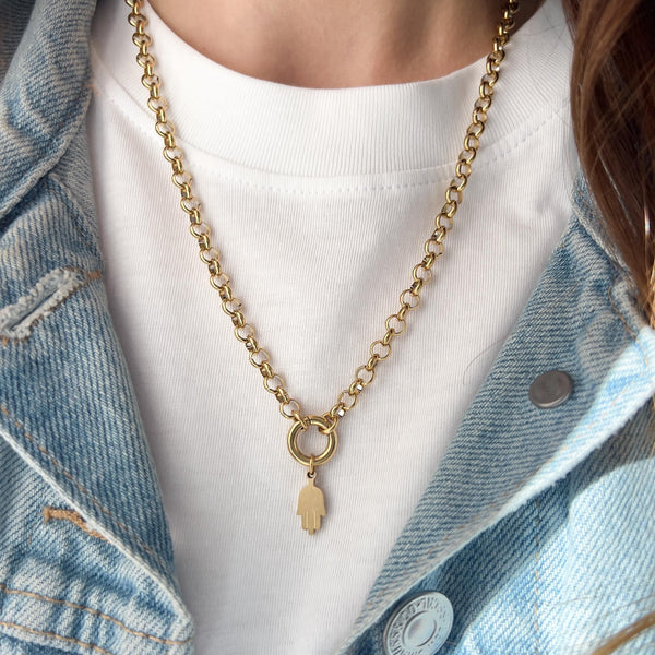 Dainty Rolo Snap Charm Necklace
