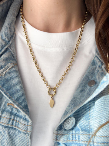 Dainty Rolo Snap Charm Necklace