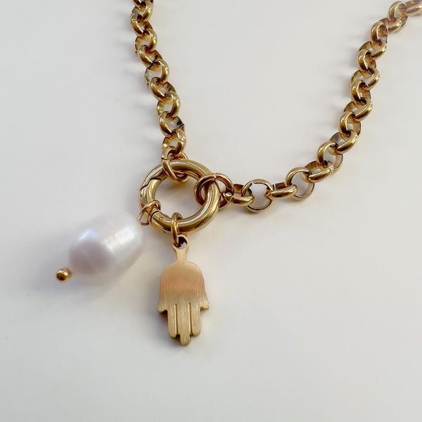 Dainty Rolo Snap Charm Necklace