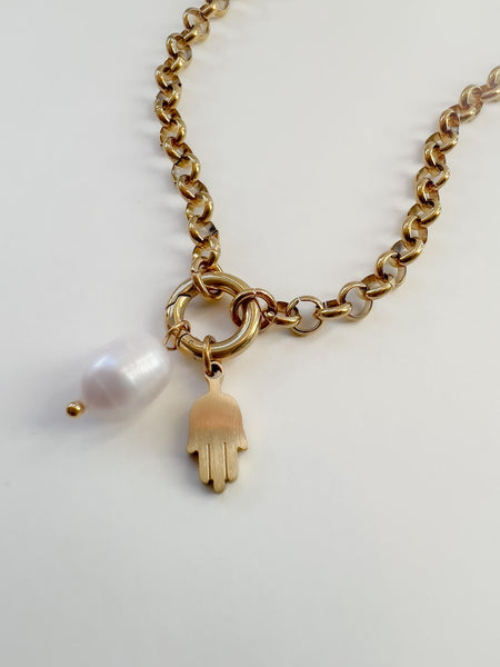 Dainty Rolo Snap Charm Necklace
