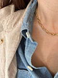Gold Oval Link Necklace
