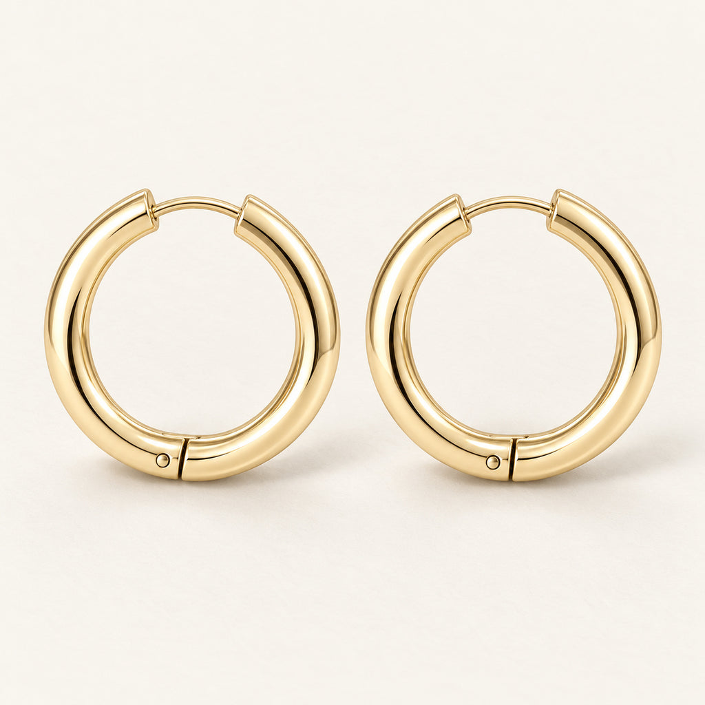 22mm Gold Hinged Hoop Earrings