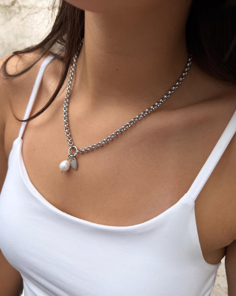 Silver Rolo Charm Necklace