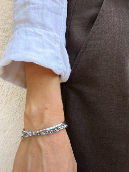 Silver Rolo Bracelet & Bangle
