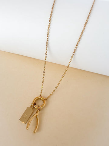 Personalized Wishbone Initial Necklace