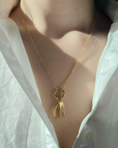 Personalized Wishbone Initial Necklace